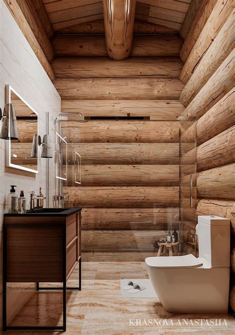 Рубленый деревянный дом | Log home interiors, Log house bathroom, Log ...
