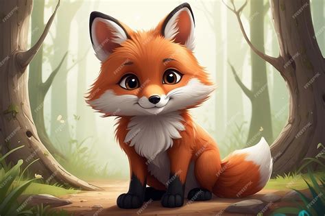 Premium Photo | Animated illustration of a cute fox animated baby fox ...