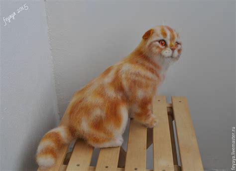 Кот рыжий скоттиш фолд | Кошка из фетра, Игрушки, Валяние