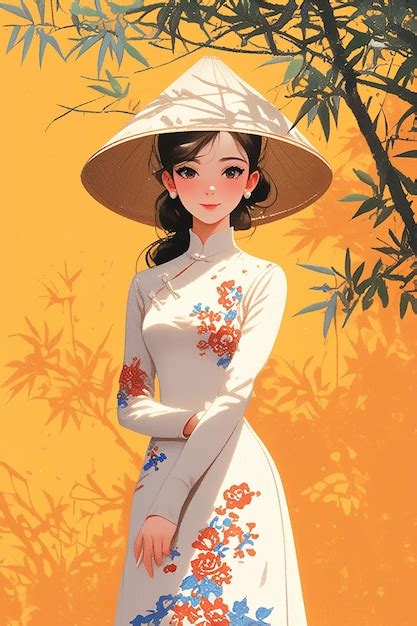 Vietnamese Ao Dai dress patterns with elegant designs | Premium AI ...