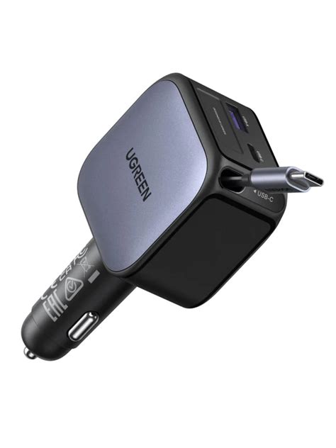 ugreen nexode car charger   retractable usb  cable