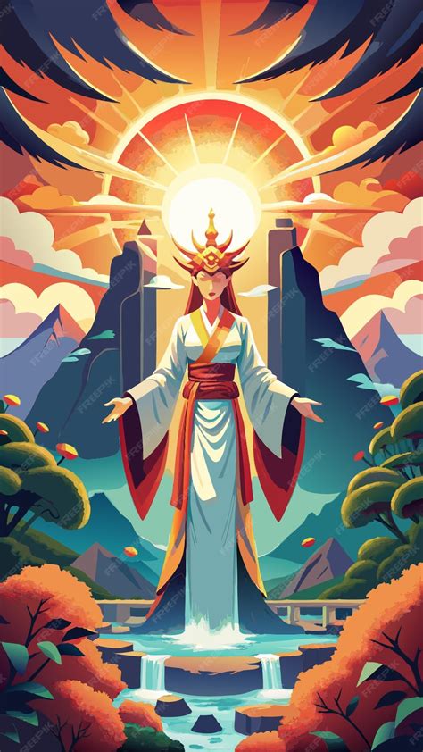 realistic image  amaterasu  japanese sun goddess   open
