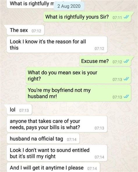 “I’m your boyfriend, so you have to give me sex. It’s my right”; Is It