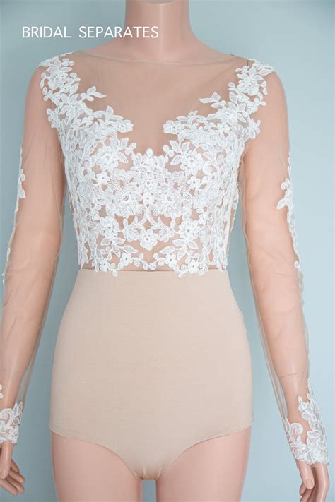 Lace Bridal Bodysuit Long Sleeve Bridal Bodysuit Wedding - Etsy