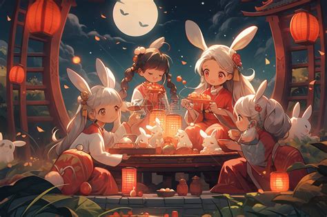庆祝中秋节的卡通插图插画图片下载-正版图片600411926-摄图网