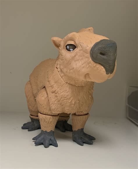 3D printing Capybara Articulated Fidget, print-in-place body, snap-fit
