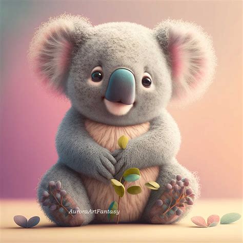 Cute Baby Koala AI Generated Print Instant Download Portrait Nursery ...