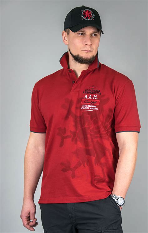 Футболка-поло AERONAUTICA MILITARE GRIFO PRINT SS 24/TR off red (PO ...