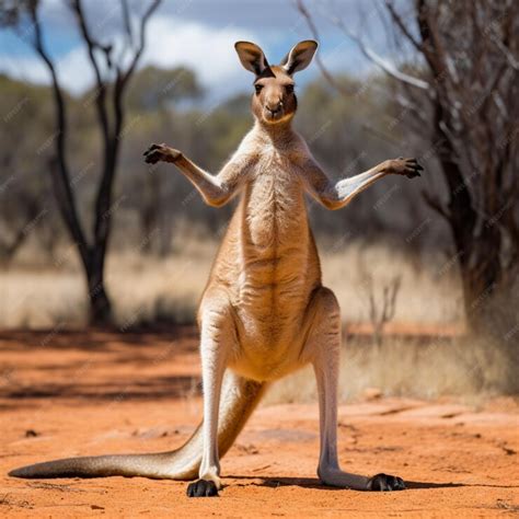 Premium Photo | Kangaroo standing two legs raised image Generative AI