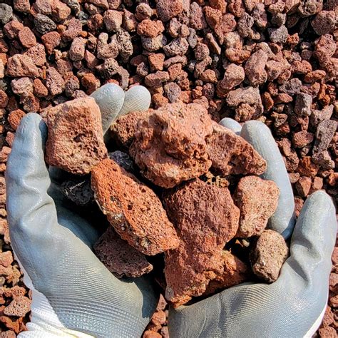 red lava rock evans landscaping