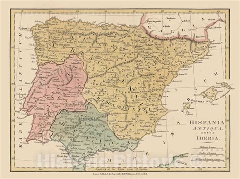 Historic Map : Spain; Portugal, Iberian Peninsula 1815 Hispania Antiqu ...
