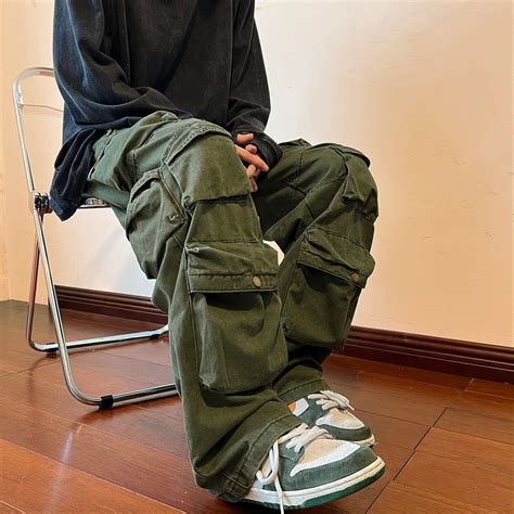 Inongge Cargo Pants Multi-pockets Tooling Pant Harajuku Men's Vintage ...