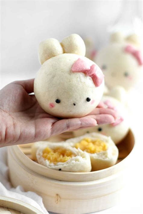 Bunny Custard Steamed Buns (Super Cute!) - That Cute Dish!