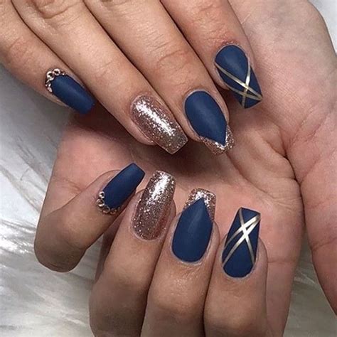 elegant navy blue nail colors  designs   super elegant