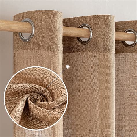 MIULEE Brown Linen Curtains 84 Inch Length for Bedroom Living Room ...