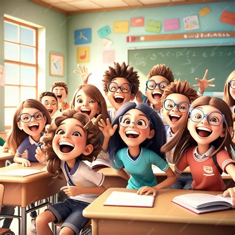 Premium Photo | Energetic Classroom Moments Animated Students Laughing