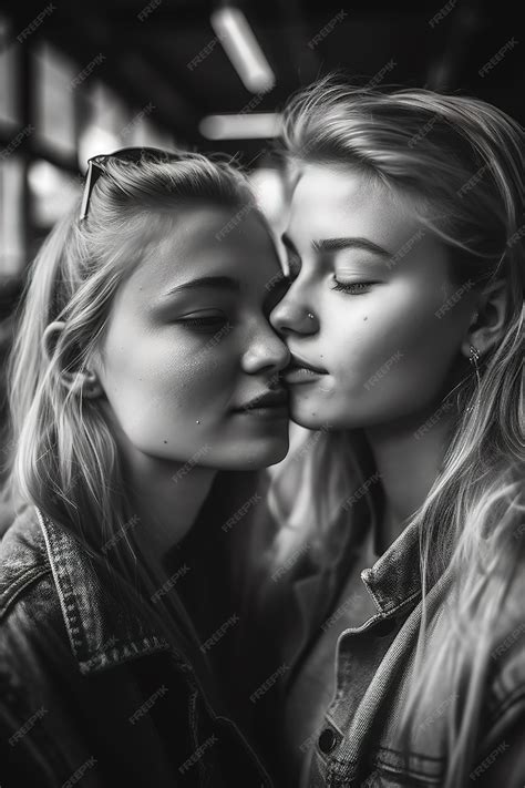 Premium Photo | Two girls kissing on a bench