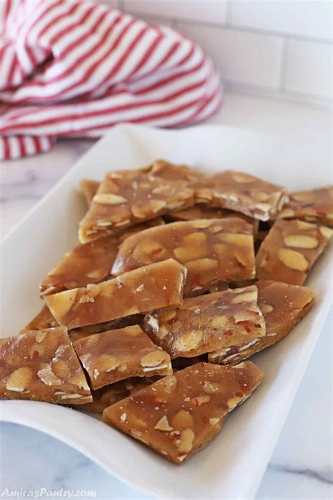 easy almond brittle microwave quick recipe amiras pantry