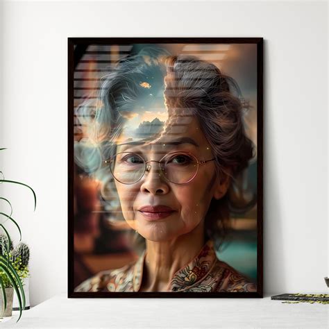 Asian grandma, elegant, happy, smile, glasses, close-up of senior