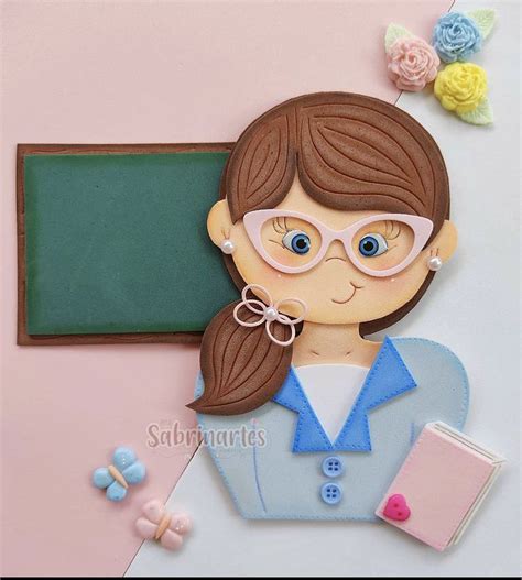 Capa De Caderno Em Eva Com Molde Professora - Caderno decorado com eva professora | Capa de caderno em eva professora ...