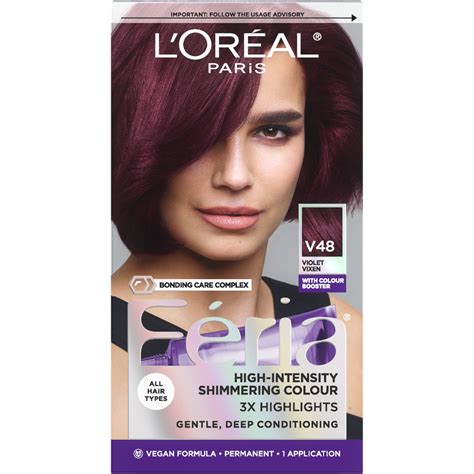 L'Oreal Paris Feria Permanent Hair Color, V48 Violet Vixen, 1 Kit, Up