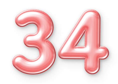 34 Number Balloon Pink 24652391 PNG