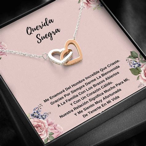 Regalo para la suegra collar de corazones joya con mensaje en tarjeta