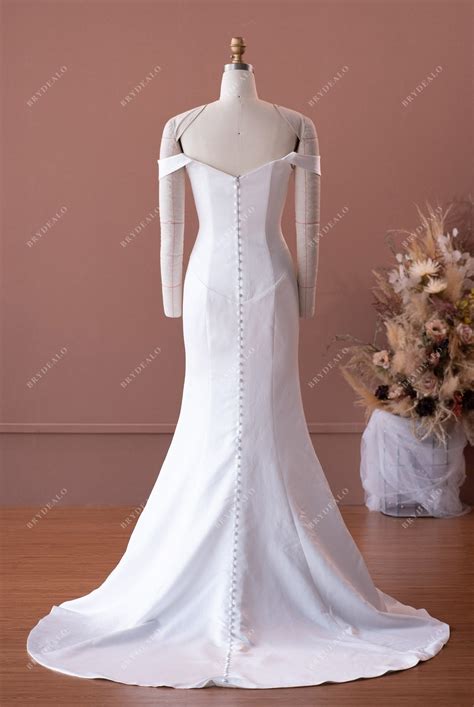 Simple Buttoned Back Mermaid Satin Wedding Gown