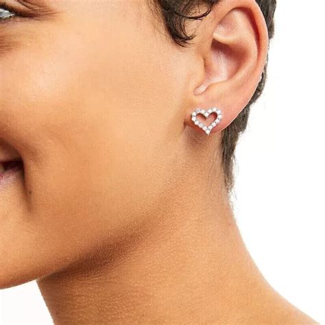 1 Ct Round Cut Lab-Created Heart Women's earrings 14k White Gold Plated ...