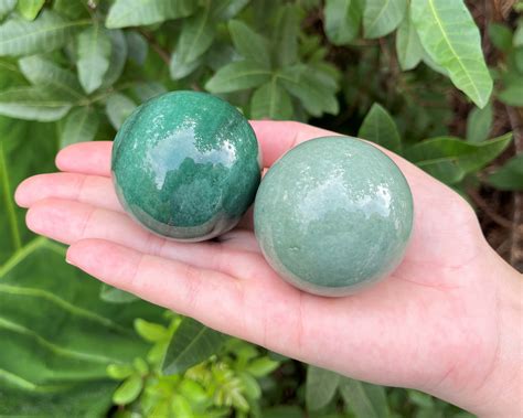 Green Aventurine Crystal Sphere with Stand, Large 2 Sphere ('AAA' Grade ...