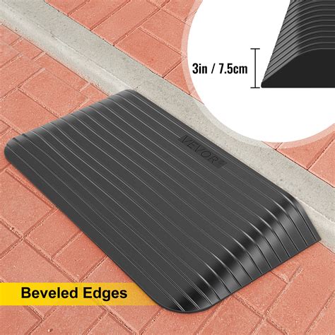 VEVOR Kerb Ramps Rubber Threshold Ramp 3" Rise Threshold Ramp Doorway ...