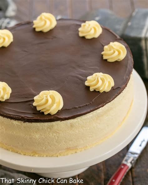 Boston Cream Pie Cheesecake - That Skinny Chick Can Bake