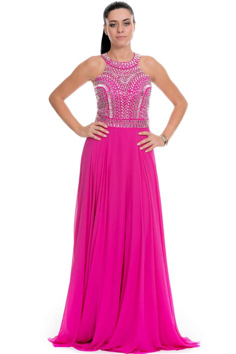 Long Fuchsia Evening Dress F2722 | Abiyefon.com