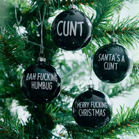 rude christmas tree bauble black cunt twat santas  cunt merry