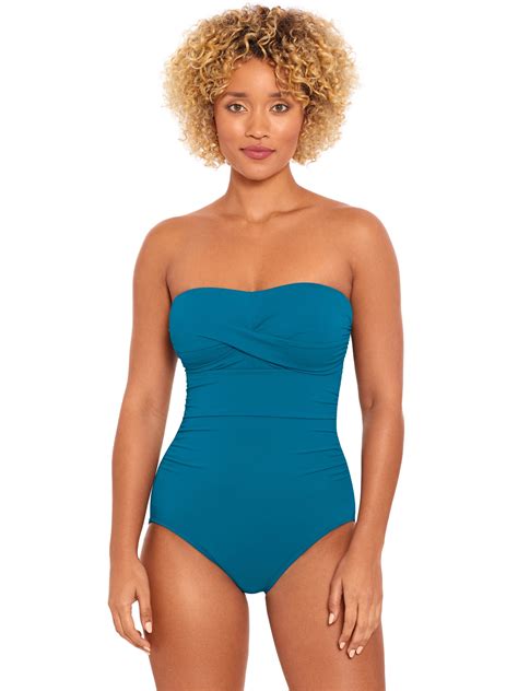 Time and Tru Women’s and Women’s Plus Bandeau Twist Front One Piece