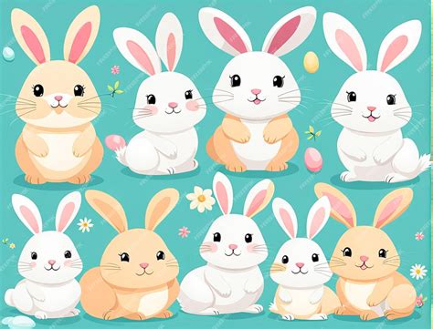 Premium Photo | Cute and Cartoonish Bunnies Adorable bunny clip art