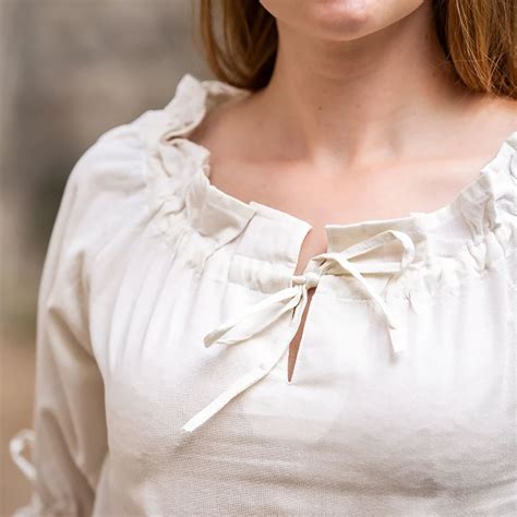 Mittelalter Bluse Kurzarm Vera Beige | Elbenwald