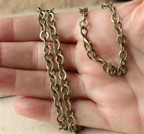 Brass chain necklace heavy bronze tone chain by acanthusjd on Etsy