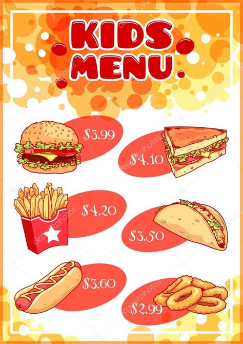 Kids Menu for fast-food. Stock Vector by ©yavi 97639610