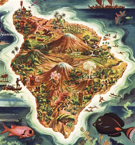 Vintage Map Of Hawaiian Islands - Printable Maps Online