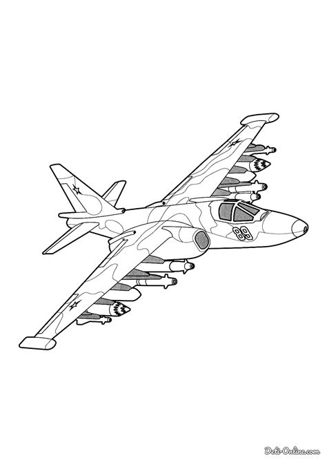 Раскраска Российский истребитель Су-25 Грач | распечатать раскраски для ...