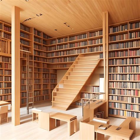 Premium AI Image | Wooden bookshelf in a modern library a perfect ...