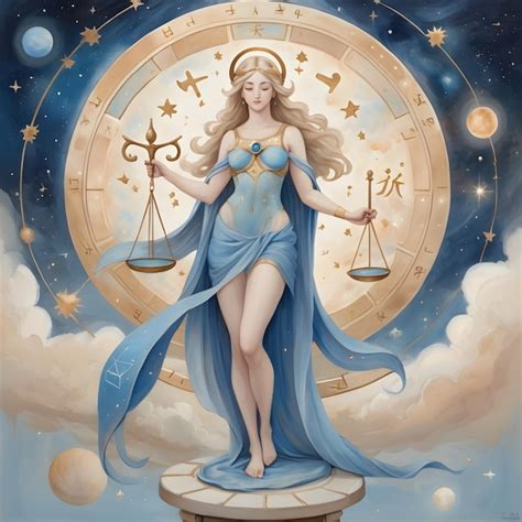 Premium Photo | Zodiac sign Libra a painting of a woman with a moon and ...