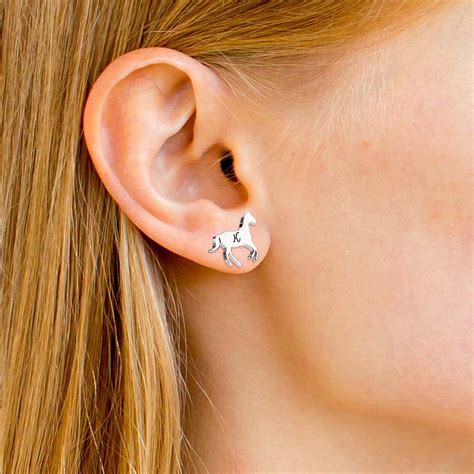 Horse Stud Earrings in Sterling Silver, Cute Tiny Animal Earrings ...