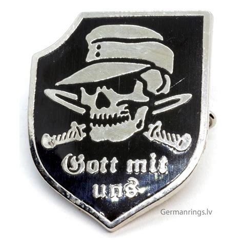 WWII German Skull Pin Badge with logo ''Gott mit uns'' for sale