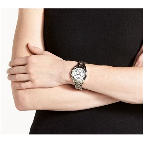 (100% Original) MICHAEL KORS Ladies MK6174 Bradshaw Chronograph Silver ...