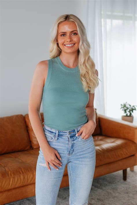 Adrianna Knit Tank - Jade – Wild Oak Boutique
