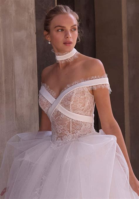 lace-and-satin-eyelash-hem-choker - Morilee