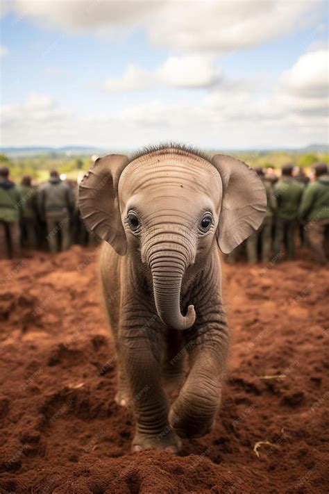 Premium AI Image | baby african elephant under the protection of the