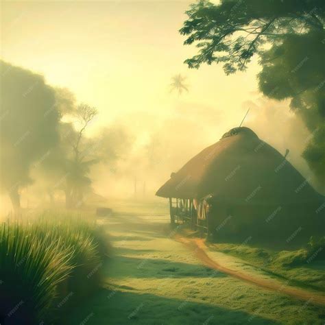 Premium AI Image | Winter morning of Bangladeshi village road by ai